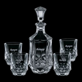 25 Oz. Foxborough Crystal Decanter w/ 4 On The Rocks Glasses